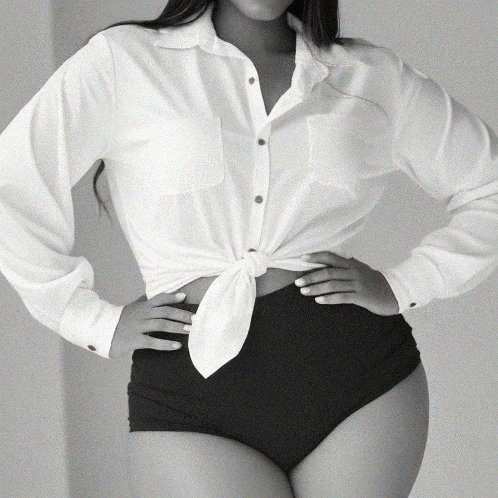 Women's White Tie-Front Shirt